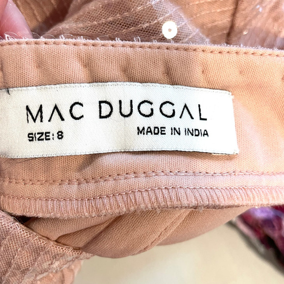 Mac Duggal Sequined Ruffled Cut Out Lace Up Gown In Rose Pink 10829 Size 8 New - Picture 15 of 16